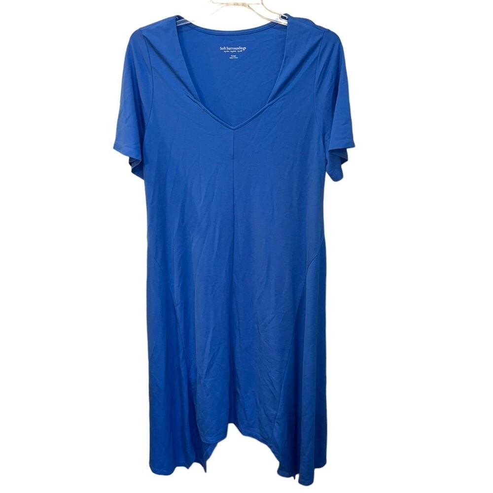 Women's‎ Soft Surroundings Blue Soft Jersey Maxi Shift Dress Size XL